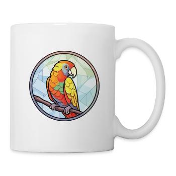 Papagei buntes Aquarell Tier Haustier Illustration - Tasse - Weiß - Rechts