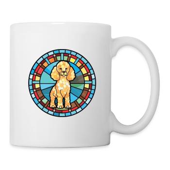 Pudelhund buntes Aquarell Tier Illustration - Tasse - Weiß - Rechts