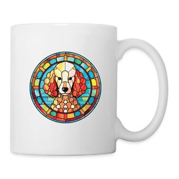 Pudelhund buntes Aquarell Tier Illustration - Tasse - Weiß - Rechts