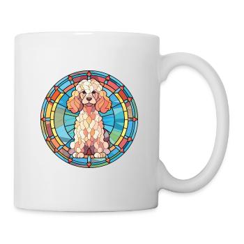 Pudelhund buntes Aquarell Tier Illustration - Tasse - Weiß - Rechts