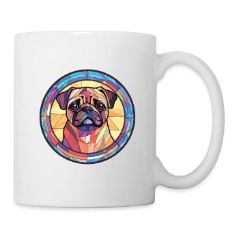 Mopshund bunte Aquarell-Tier-Illustration - Tasse - Weiß - Rechts