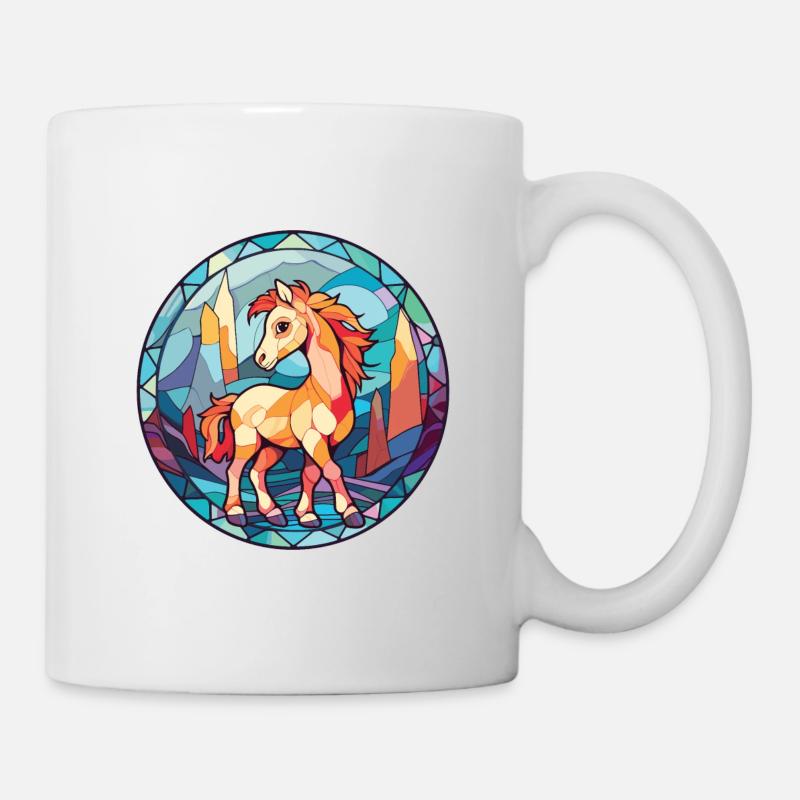 Poney Bébé Cheval Aquarelle Colorée Animal Cartoon - Mug blanc - blanc