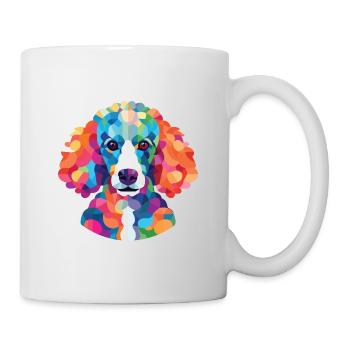 Pudelhund buntes Aquarell Tier Illustration - Tasse - Weiß - Rechts