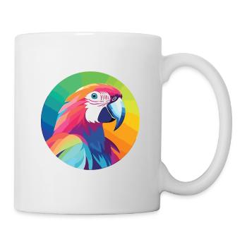 Papagei buntes Aquarell Tier Haustier Illustration - Tasse - Weiß - Rechts