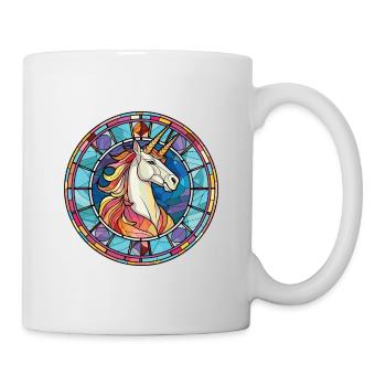 Einhorn bunte Aquarell-Tier-Illustration - Tasse - Weiß - Rechts