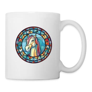 Pony buntes Aquarell Tier Haustier Illustration - Tasse - Weiß - Rechts
