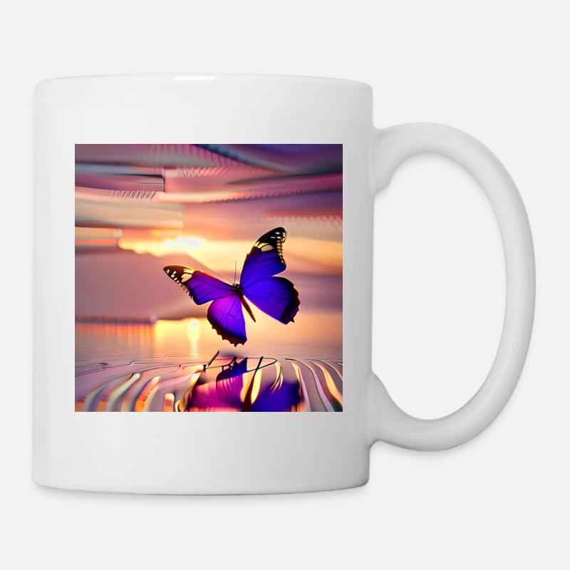 Ai Butterfly on fantasy background - Mug - white