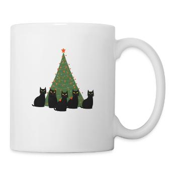 5 cats under christmastree - Tasse - Weiß - Rechts