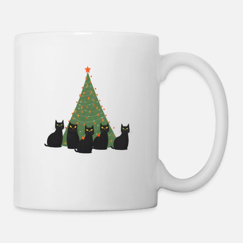 5 cats under christmastree - Tasse - Weiß