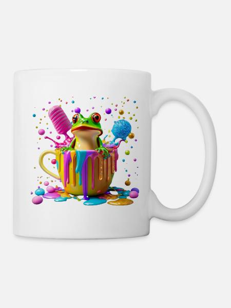 Cutie Grenouille Mignonne Grenouille Colorée - Mug blanc - blanc