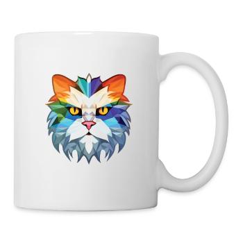 Chat persan à poil long blanc aquarelle colorée - Mug blanc - blanc - Droite