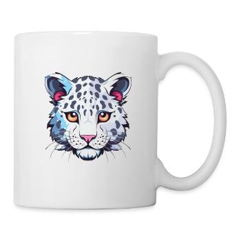 Léopard des neiges bébé chat coloré dessin animé aquarelle - Mug blanc - blanc - Droite