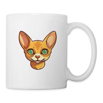 Abessinische Kurzhaarkatze Karikatur Aquarell Kunst - Tasse - Weiß - Rechts