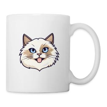 Birma Heilige Katze Karikatur Aquarell Illustration - Tasse - Weiß - Rechts