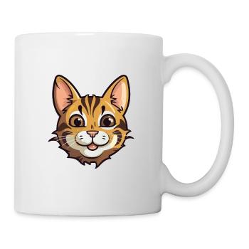 Bengal Katze Cartoon Aquarell Illustration - Tasse - Weiß - Rechts