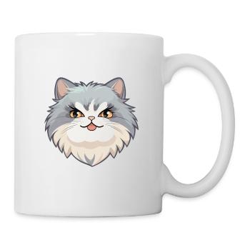 Chat britannique à poil long dessin animé aquarelle Clipart - Mug blanc - blanc - Droite