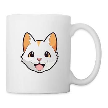 Japanisch Bobtail Katze Karikatur Aquarell Clipart - Tasse - Weiß - Rechts