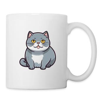 Britische Falte Kurzhaar Katze Karikatur Aquarell Kunst - Tasse - Weiß - Rechts