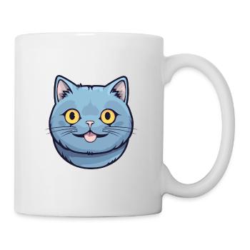 British Shorthair Cat Cartoon Watercolor Clipart - Mug - white - Right