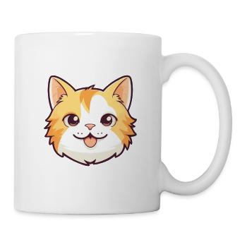 Hauskatze Cartoon Aquarell Illustration - Tasse - Weiß - Rechts
