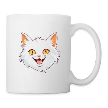 Turkish Angora Cat Cartoon Watercolor Illustration - Mug - white - Right