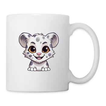 Léopard des neiges bébé chat dessin animé aquarelle Clipart - Mug blanc - blanc - Droite