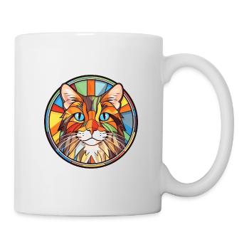 American Bobtail Cat Colorful Watercolor Cartoon - Mug - white - Right