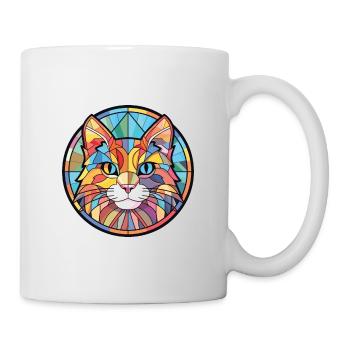 American Bobtail Cat Colorful Watercolor Cartoon - Mug - white - Right