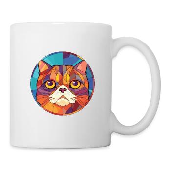 Exotische Kurzhaarkatze Bunte Aquarell-Karikatur - Tasse - Weiß - Rechts