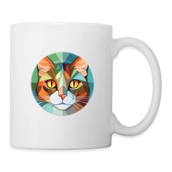 Verdünnte Calico-Katze Bunte Aquarell-Illustration - Tasse - Weiß - Rechts