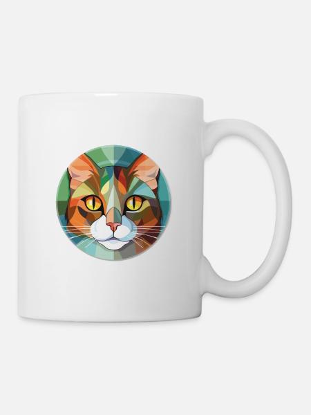 Verdünnte Calico-Katze Bunte Aquarell-Illustration - Tasse - Weiß