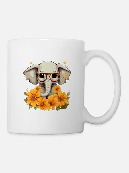elefant sonnenblume - Tasse - Weiß