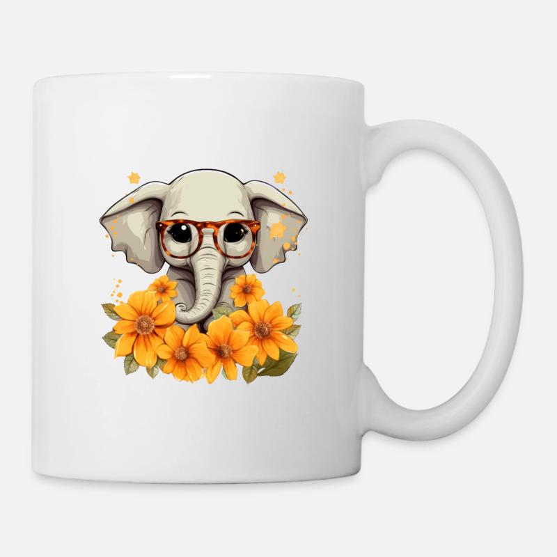 elefant sonnenblume - Tasse - Weiß