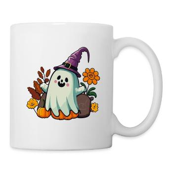 Cute ghost with witch hat, Halloween - Mug - white - Right