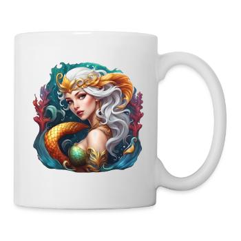 Meerjungfrau / Nixe / Fabelwesen / Flosse / Meer - Tasse - Weiß - Rechts