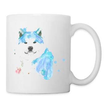 husky, dog, painting, watercolor, blue - Mug - white - Right