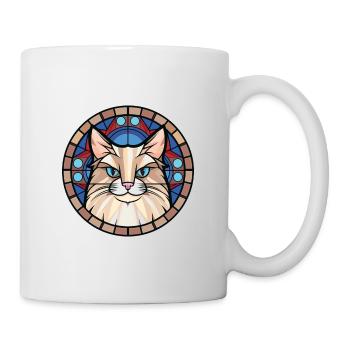 Birma Heilige Katze Bunte Aquarell-Illustration - Tasse - Weiß - Rechts