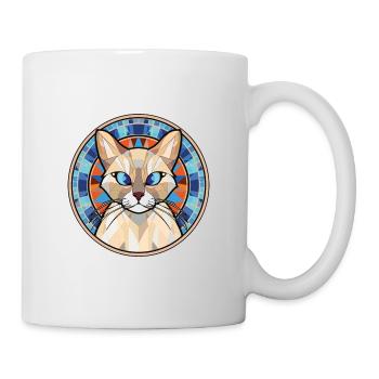 Balinesische Katze bunte Aquarell-Haustier-Illustration - Tasse - Weiß - Rechts
