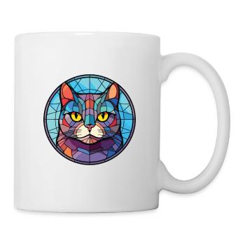 Britisch Kurzhaar Katze Bunte Aquarell-Karikatur - Tasse - Weiß - Rechts