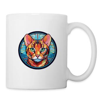 Bengal Katze Rasse bunte Aquarell Illustration - Tasse - Weiß - Rechts