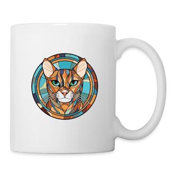 Bengal Katze Rasse bunte Aquarell Illustration - Tasse - Weiß - Rechts