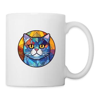 Britisch Kurzhaar Katze Bunte Aquarell-Karikatur - Tasse - Weiß - Rechts