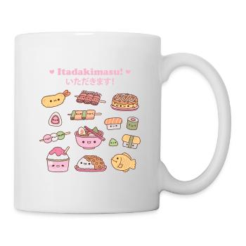 Cute Yummy Japan Food Doodles Set Itadakimasu - Mug - white - Right