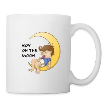 Schlafender kleiner Junge auf der Mondsichel - Tasse - Weiß - Rechts
