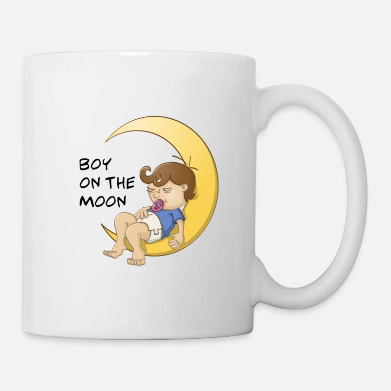 Bébé garçon endormi sur le croissant de lune - Mug blanc - blanc