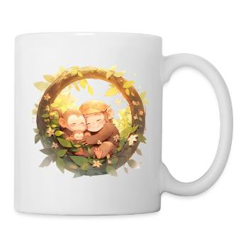 Die niedliche Affenfamilie - Tasse - Weiß - Rechts
