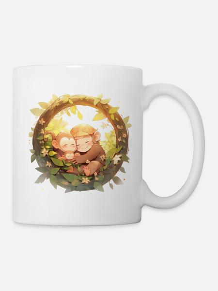 La mignonne Monkey Family - Mug blanc - blanc