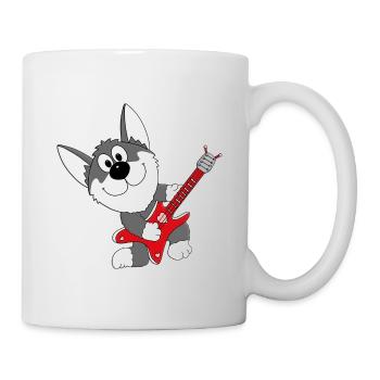 GITARRE - MUSIK - HUND - SCHLITTENHUND - HUSKY - Tasse - Weiß - Rechts
