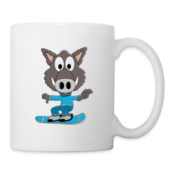 SNOWBOARD - WINTERSPORT - WILDSCHWEIN - PISTENSAU - Tasse - Weiß - Rechts