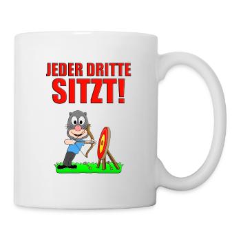BOGENSCHIEßEN - MAULWURF - JEDER DRITTE SITZT! - Tasse - Weiß - Rechts